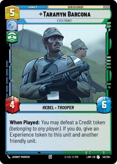 Taramyn Barcona - Eyes Front! 40/264 A Lawless Time Star Wars card