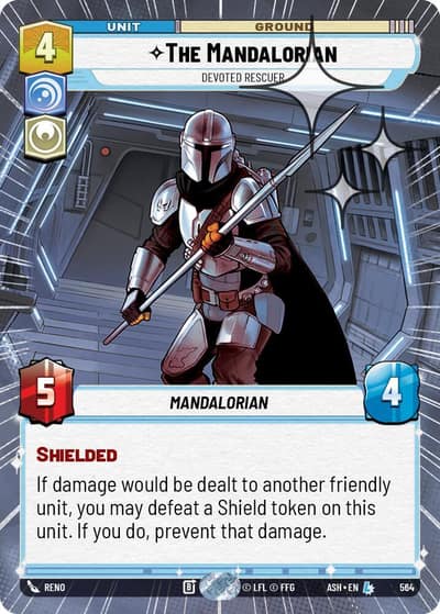 The Mandalorian - Devoted Rescuer (Hyperspace Foil) 564 Ashes of the Empire Star Wars card