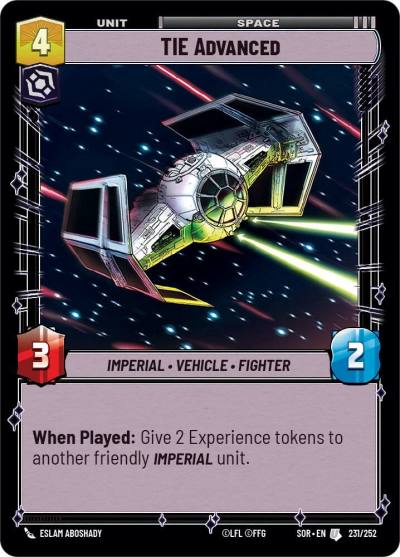 TIE Advanced 231/252 Spark of Rebellion Star Wars card