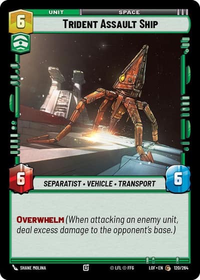 Trident Assault Ship 120/264 Legends of the Force Star Wars card