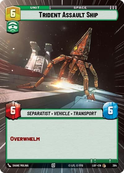 Trident Assault Ship (Hyperspace) 384 Legends of the Force Star Wars card