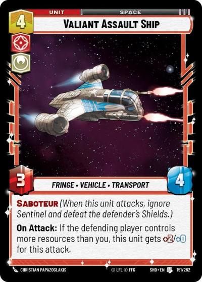 Valiant Assault Ship 151/262 Shadows of the Galaxy Star Wars card