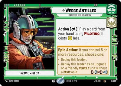 Wedge Antilles - Leader of Red Squadron 008/262 Jump to Lightspeed Star Wars card