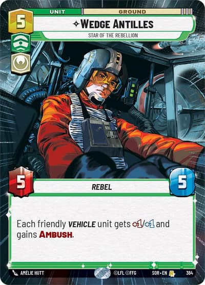 Wedge Antilles - Star of the Rebellion (Hyperspace) 364 Spark of Rebellion Star Wars card