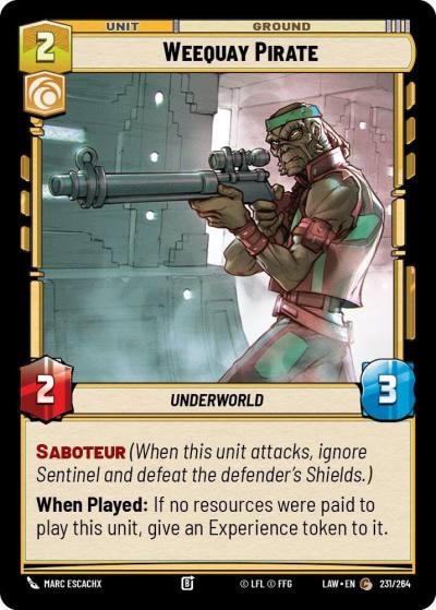 Weequay Pirate 231/264 A Lawless Time Star Wars card