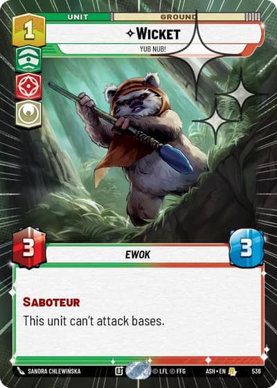 Wicket - Yub Nub! (Hyperspace Foil) 536 Ashes of the Empire Star Wars card