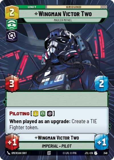 Wingman Victor Two - Mauler Mithel (Hyperspace) 346 Jump to Lightspeed Star Wars card