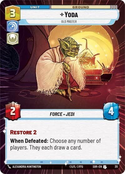 Yoda - Old Master (Hyperspace) 311 Spark of Rebellion Star Wars Unlimited card