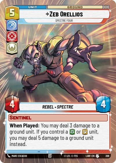 Zeb Orellios - Spectre Four (Hyperspace) 309 A Lawless Time Star Wars card