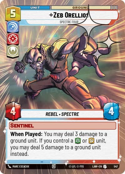 Zeb Orellios - Spectre Four (Hyperspace Foil) 547 A Lawless Time Star Wars card