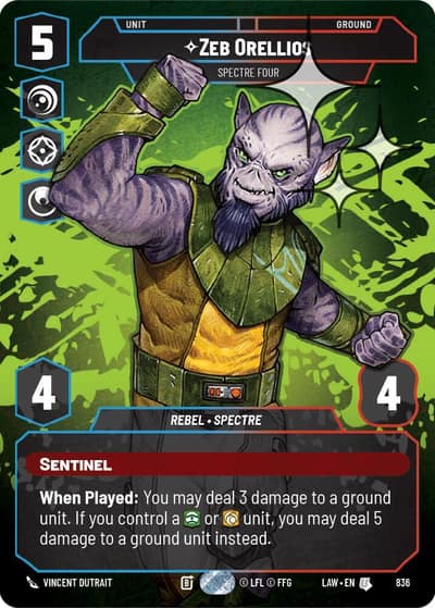 Zeb Orellios - Spectre Four (Prestige Foil) 836 A Lawless Time Star Wars card
