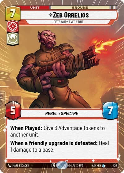 Zeb Orrelios - Fists Work Every Time (Hyperspace) 425 Ashes of the Empire Star Wars card