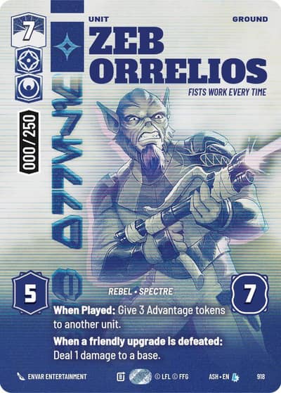 Zeb Orrelios - Fists Work Every Time (Serialized) 918 Ashes of the Empire Star Wars card