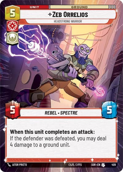 Zeb Orrelios - Headstrong Warrior (Hyperspace) 409 Spark of Rebellion Star Wars card