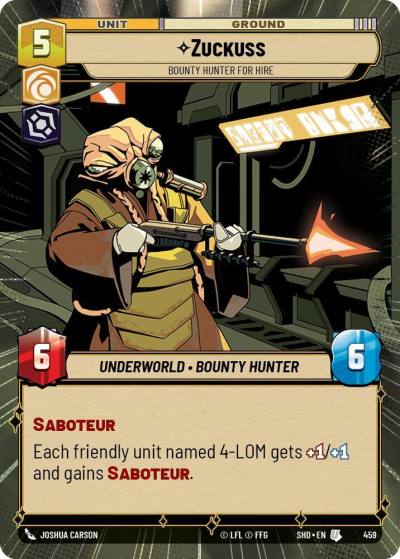 Zuckuss - Bounty Hunter for Hire (Hyperspace) 459 Shadows of the Galaxy Star Wars card