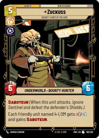 Zuckuss - Bounty Hunter for Hire 190/262 Shadows of the Galaxy Star Wars card